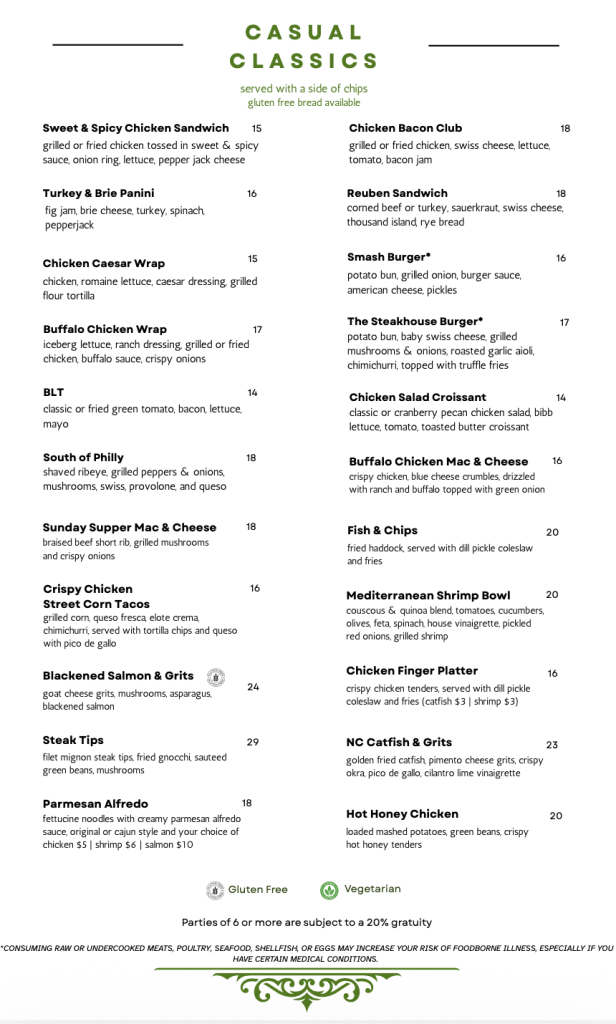 Lankys on Laurens menu: Casual Classics